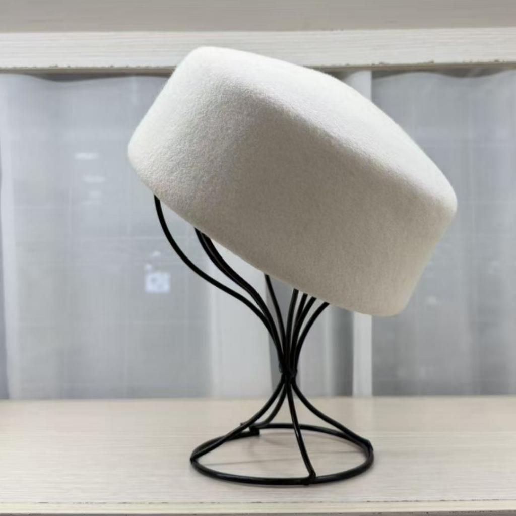 High Quality% Wool Fashion Medicine Box Hat French Top Hat Women's Basin Hat Three-dimensional Beret Elegant Flight Attendant Hat