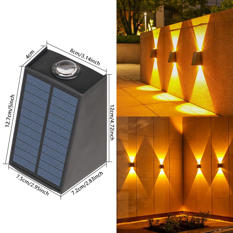 Solar Waterproof Wall Washer Light: Outdoor Courtyard Villa Decoration, Up/Down Lighting for Garden Atmosphere.
