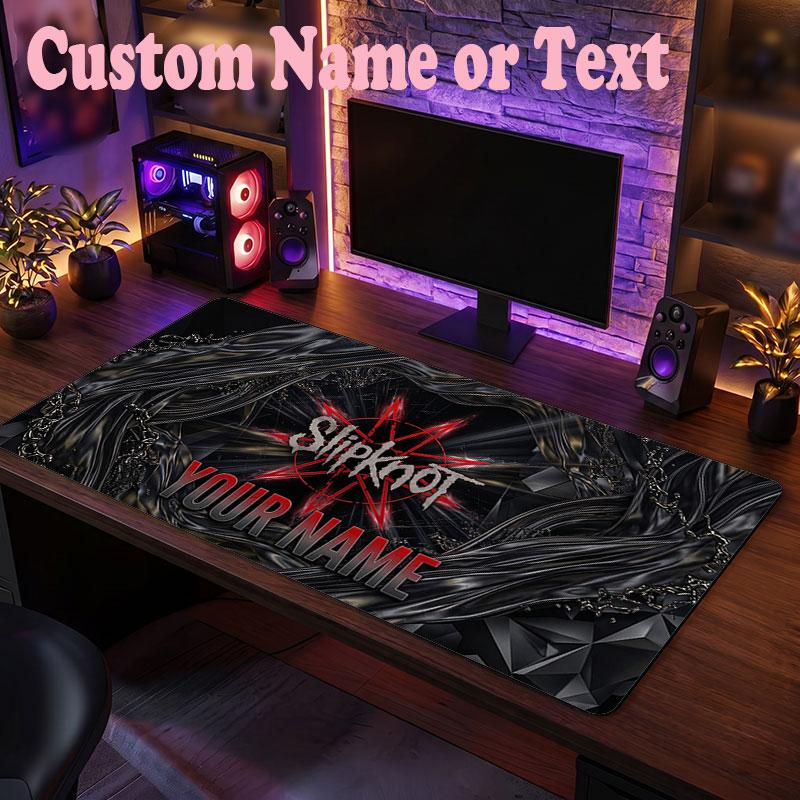 Tappetino per Mouse Slipknot con Nome Personalizzato, Tappetino Grande per Scrivania, Regalo Personalizzato per Ufficio Domestico