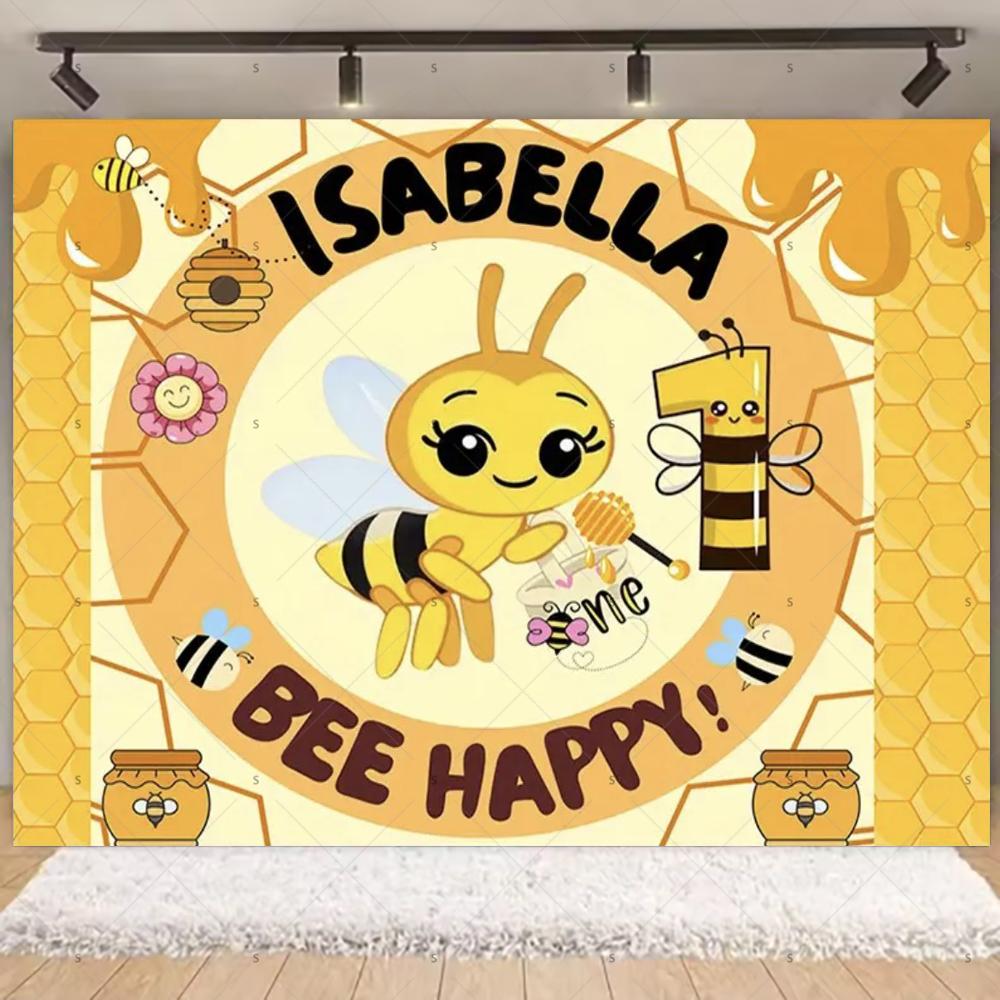 Cartoon Little Bee Theme Background Kids Birthday Party Decoration Honey Sunflowers Daisy Backdrop Newborn Baby Shower Supplies