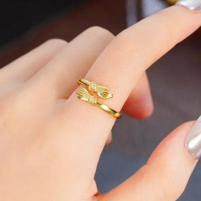 Adjustable Hand Opening Ring For Women Versatile Resizable Chic Girls Statement Jewelry Simple Design Finger Accessory