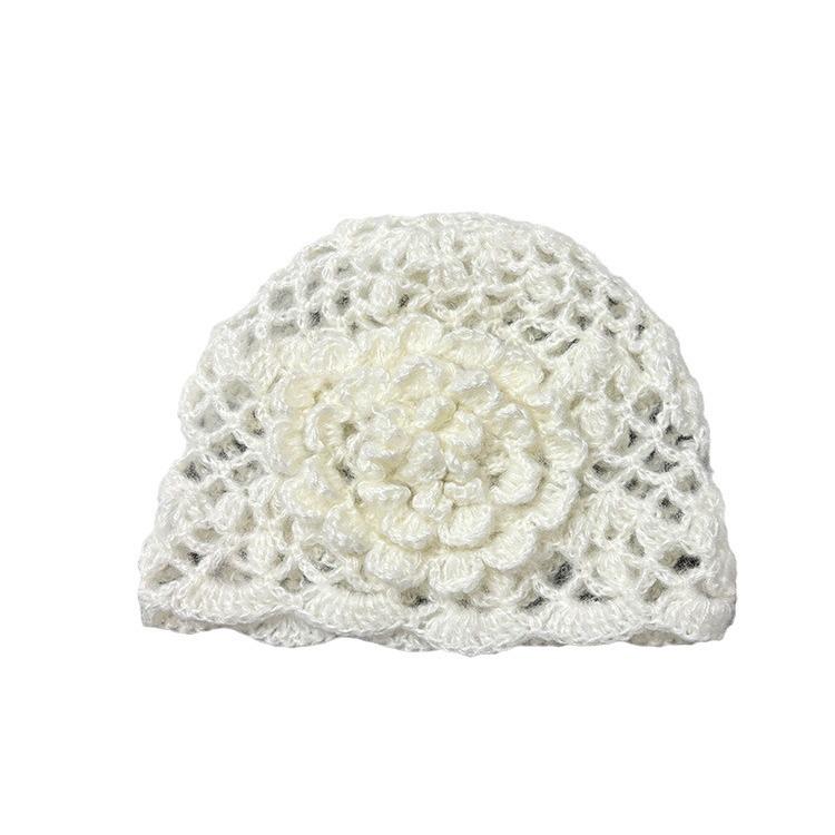 Women's Handmade Crochet Mohair Flower Beanie Hat