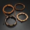 Minimalist Retro DIY Bracelet Set: European & American Style with Woven Leather, Coconut Shell, Hemp Rope, & Genuine Leather for Men