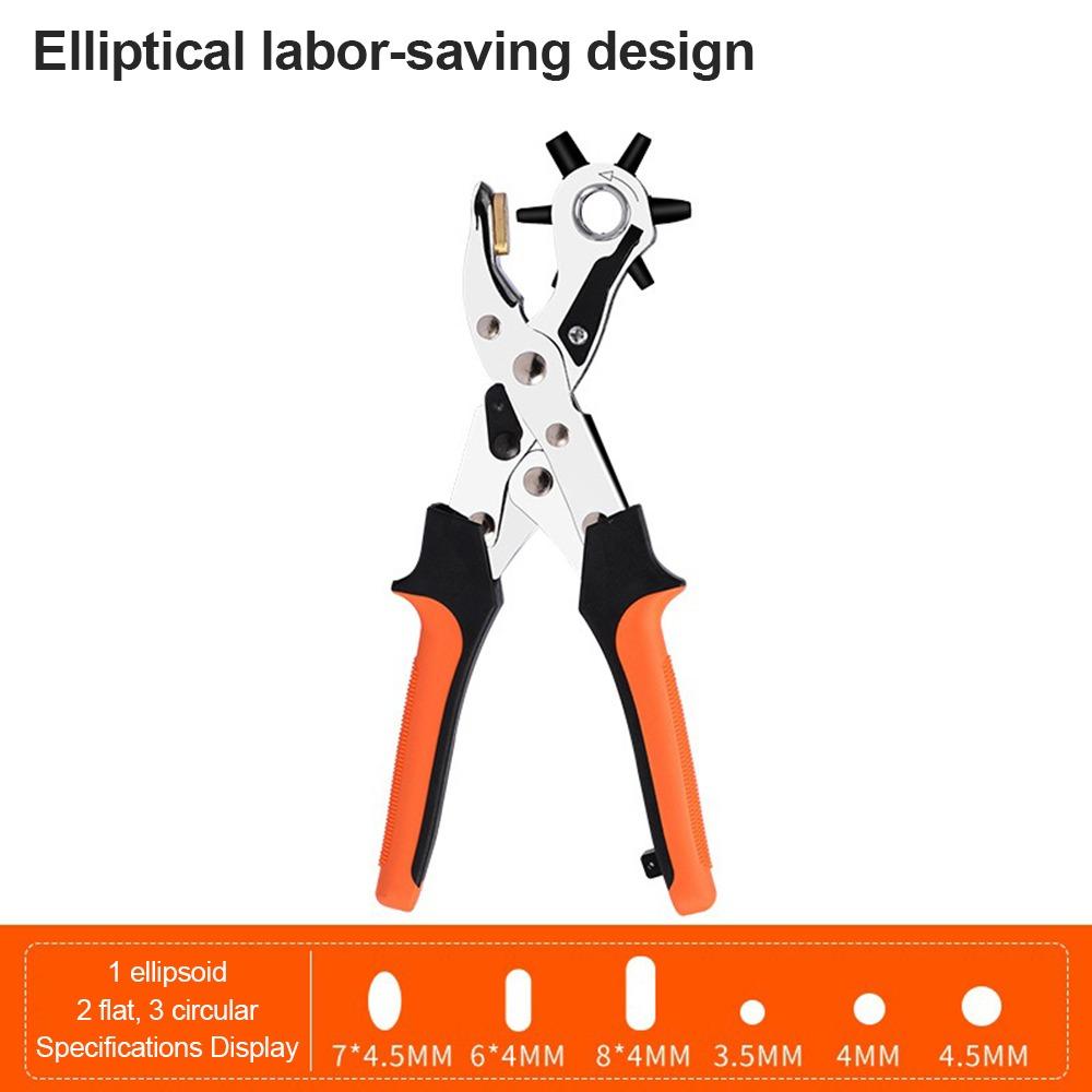 Useful Metal Leather Hole Punch Pliers Handheld Revolving Hole Punching Tool Adjustable Ergonomic Handle Hole Puncher