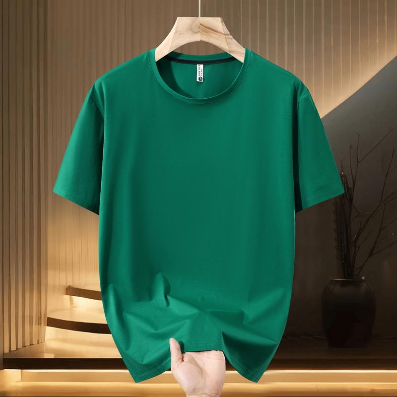 Smiao Grote Maten 5XL-13XL Oversized T-shirt voor Heren Zomer Tops Mode Effen Kleur Korte Mouw T-shirt Zomer Herenkleding 12XL(160kg-170kg) lichtgroene kleur