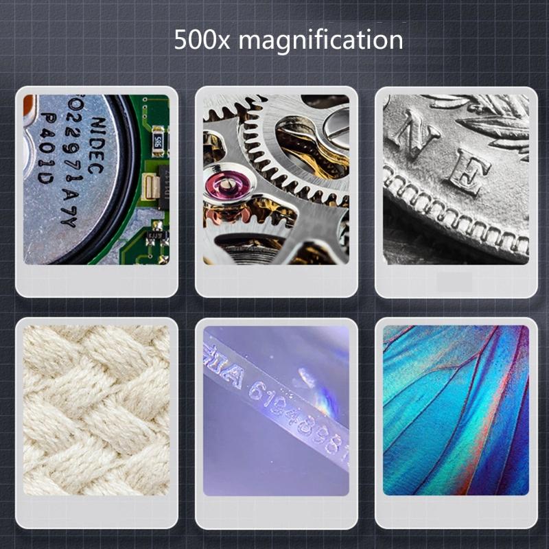 Magnifying Glass Pocket Microscopes Support PC 500x Magnification Handheld for Kids Educational Science Toys
