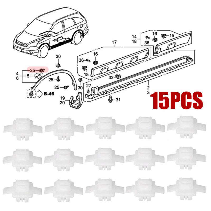 15pcs For Honda CRV Civic Car Wing Wheel Arch Trim Clip Surround Garnish Clip Auto Fastener Car Exterior Accessories 91513SMGE11