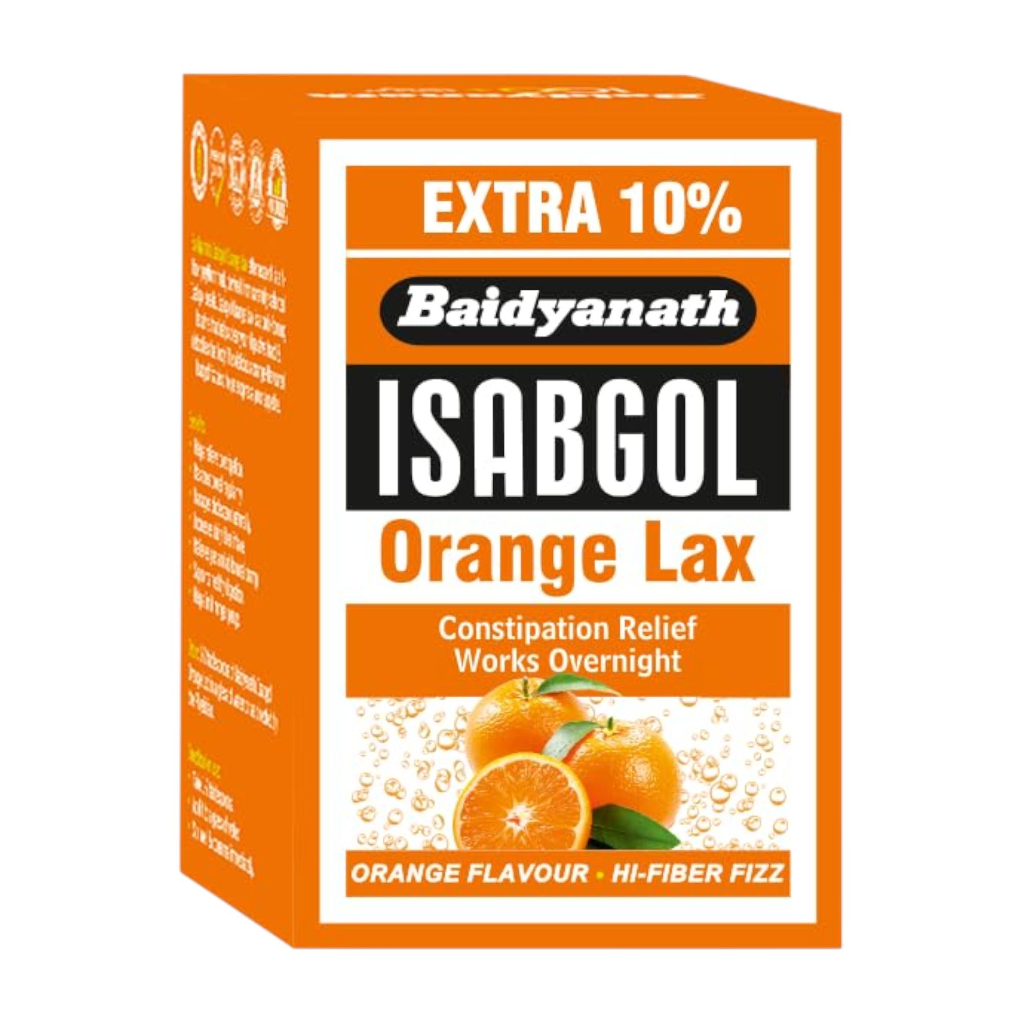 

Baidyanath Isabgol Orange Lax Effervescent Husk Powder 110 g Pack of 1 for Gentle Digestive Support