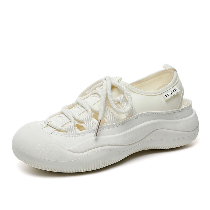 New Little White Shoes Women's Sandals 2024 Summer Breathable Elevated Sandals Casual Hollow Shoes Women Sandals