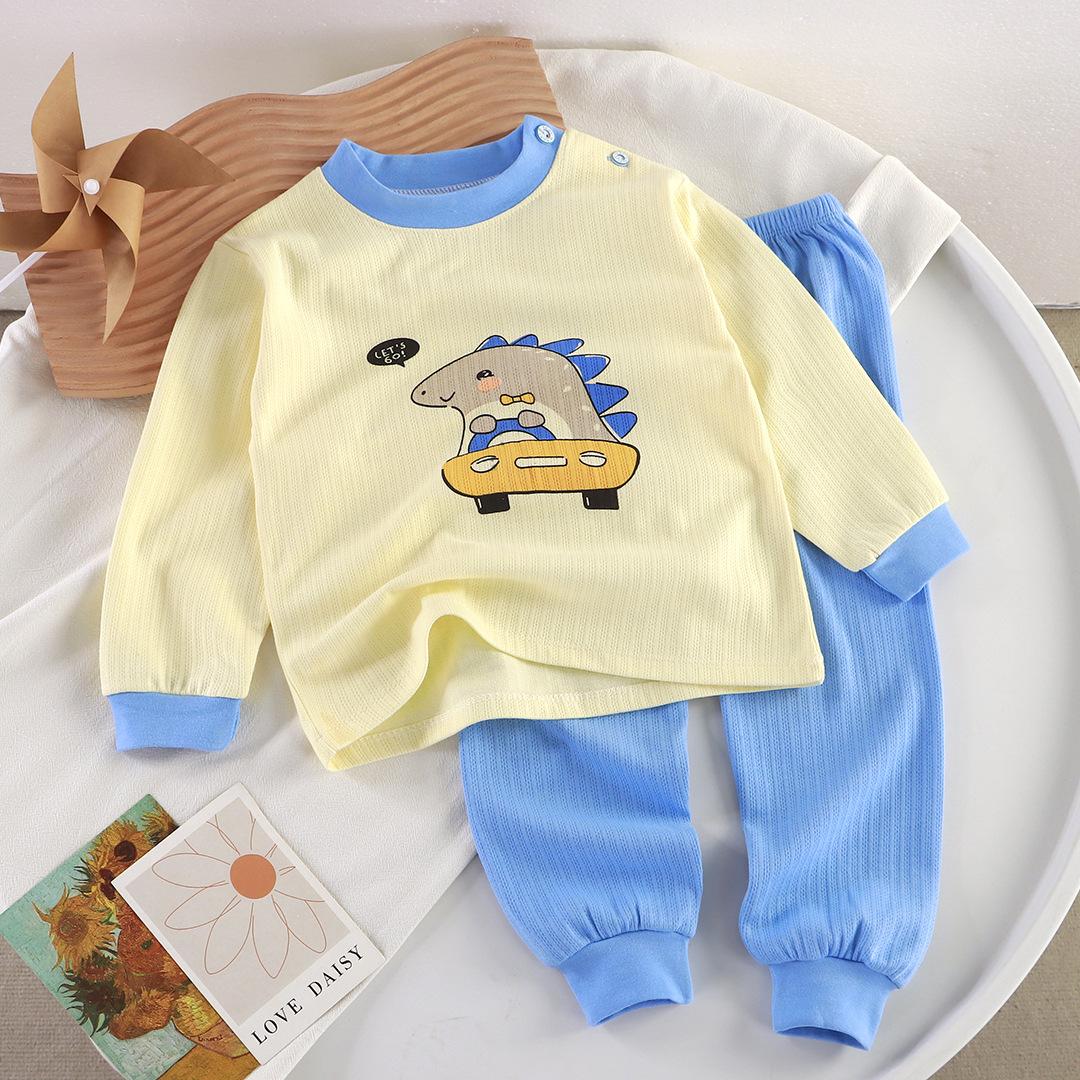Toddler Boys Girls Pure Cotton Cartoon Pajamas, Casual and Comfortable Long Sleeved Pajamas and Sleepwear Set, Baby Girl Pajamas 6-12M