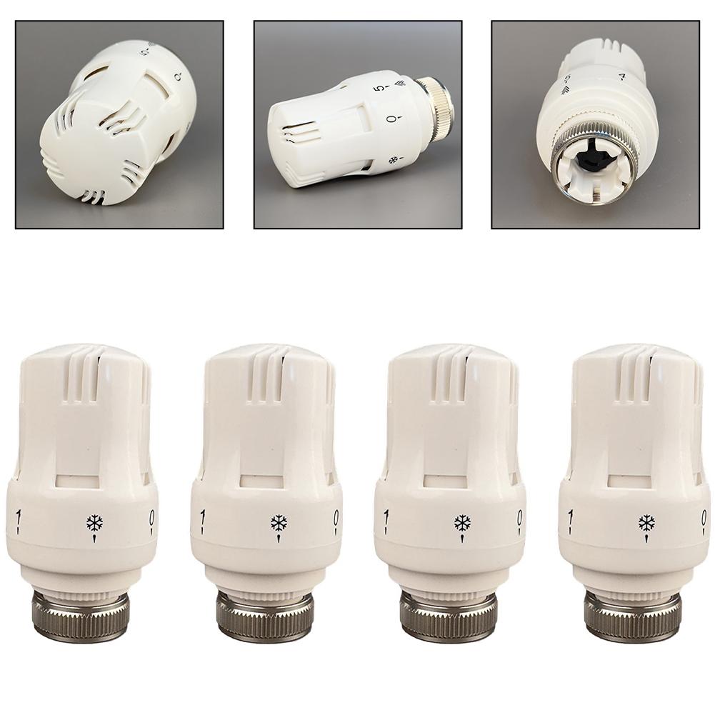 4pcs Thermostatic Head M30*1.5mm Threaded Thermostatic Radiator Valve Heating Temperature Control Valve With Anti-freeze Protect