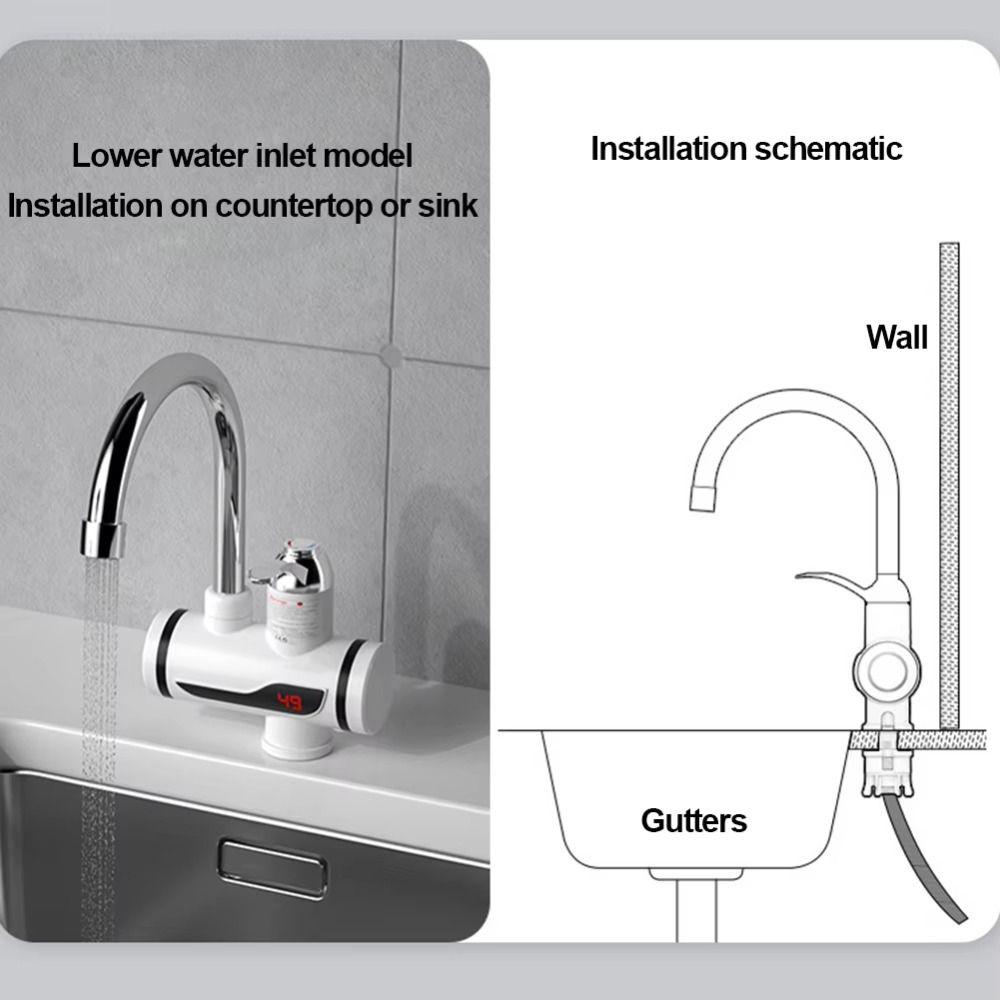 3000W Fast Heating Instant Water Heater Temperature Display Electric Hot Water Tap Office Space