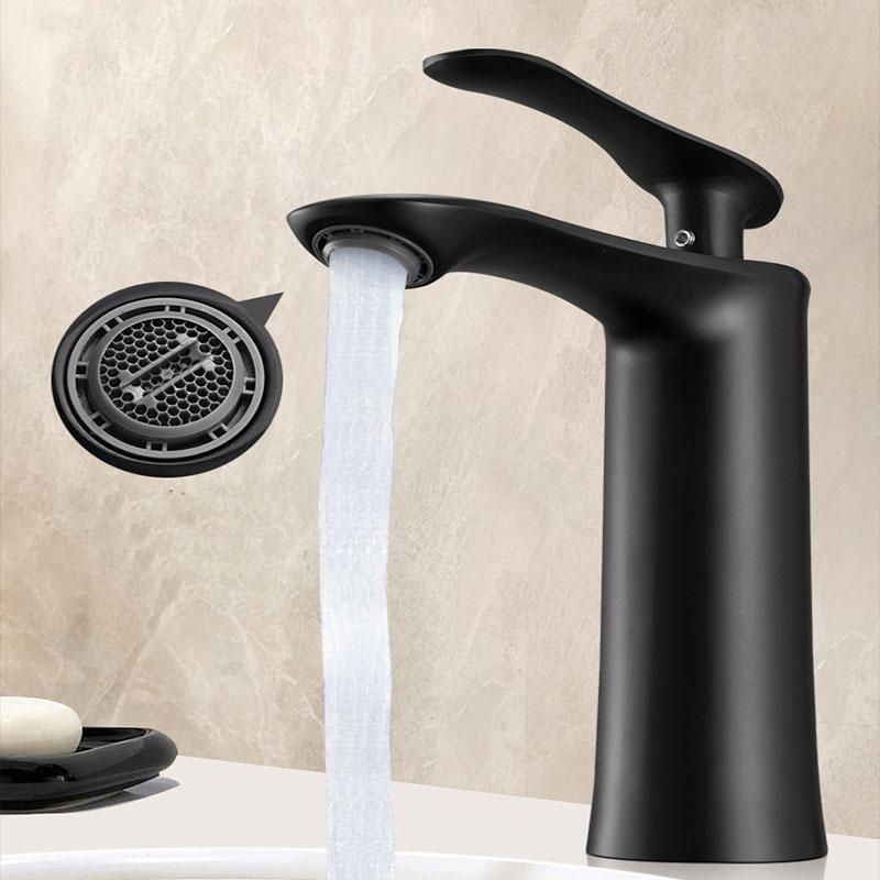 Modern Basin Faucet Chrome Brass Bathroom Mixer Faucet Black Washbasin Faucet Single Handle Single Hole Wash Sink Water Tap