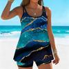 Dames Badkleding Tankini 2-delig Zwempak Shanhai Vloeiend Patroon Vakantie Zwempakken