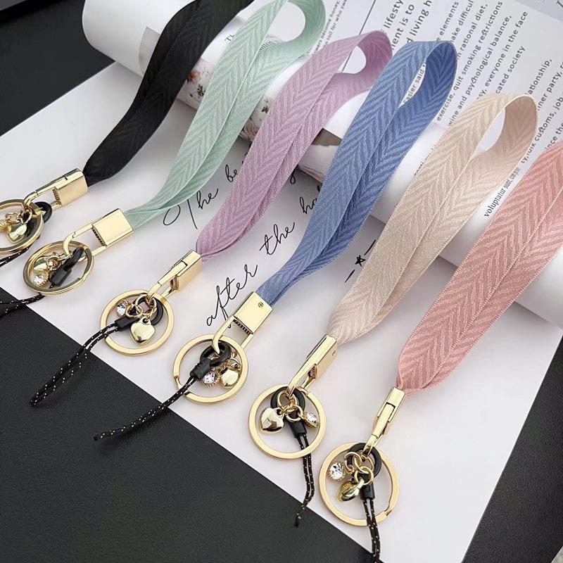 Women's Solid Color Phone Case Lanyard & Universal Wrist Strap Key USB Earphone Bag