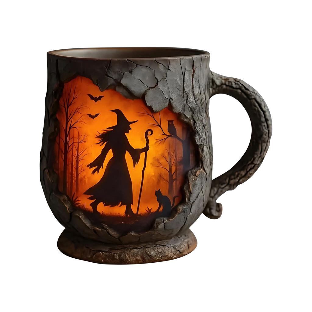 Forest Fire Mug, 3D Vintage Outdoor Coffee Gifts Cup Mug For Camping Kitchen,Nature Lovers Mountain Hiking Cryptid Believers Nature