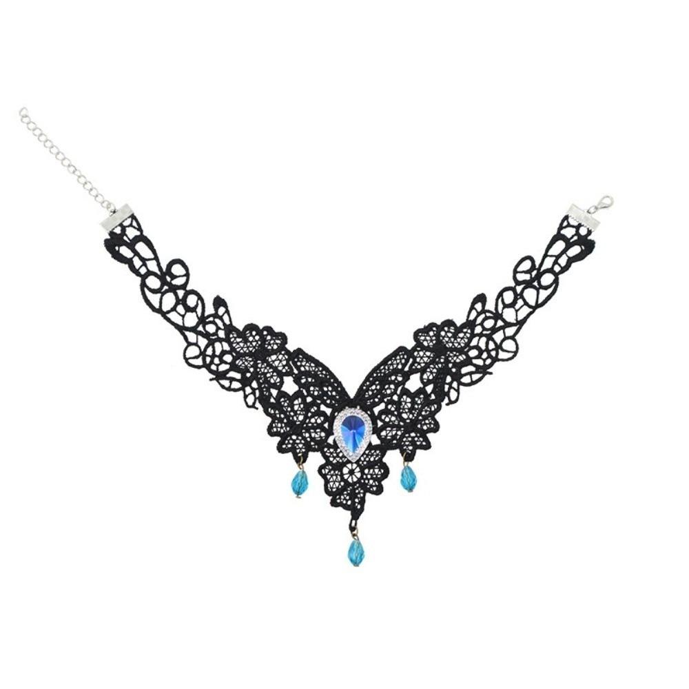 Pendant Lace Flower Necklace Tassel Halloween Clavicle Choker Cool Halloween Necklace  Party