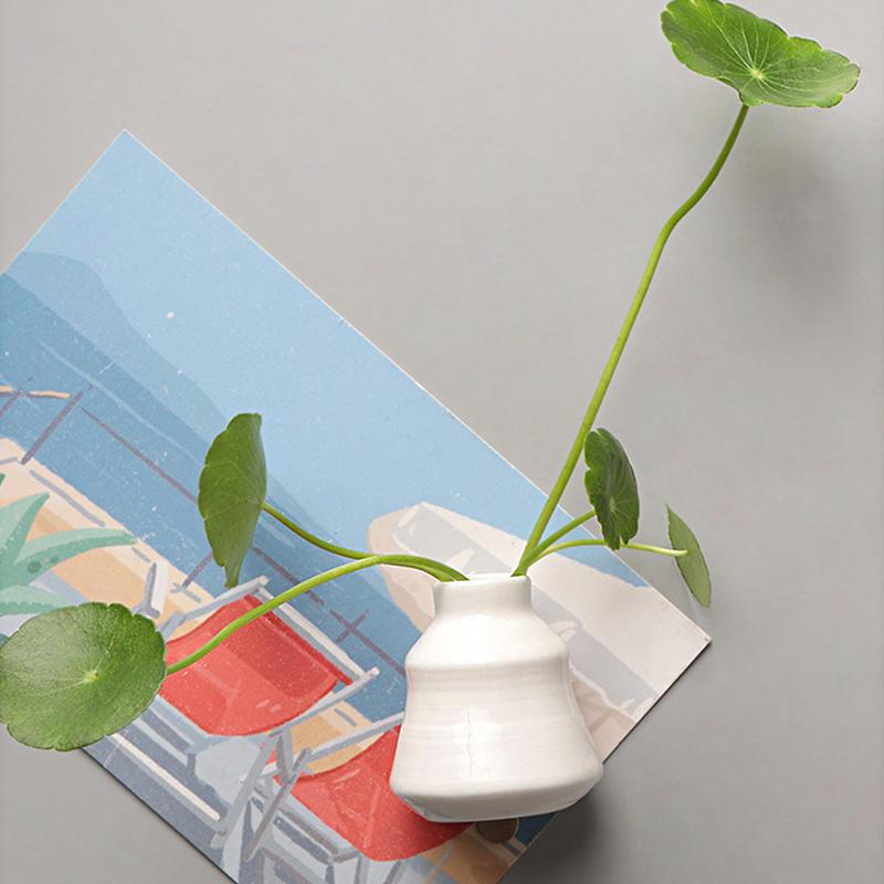 6 szt./zestaw Doniczka Magnetyczna Artykuły Gospodarstwa Domowego Mini Wazon Naklejka na Lodówkę Biała Porcelana Magnetyczny Wazon 3D Bez Roślin