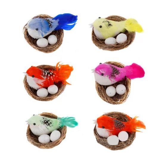 1 Set Nido de Pájaro Artificial Aspecto Realista Espuma Ecológica Manualidad Creativa Estatua de Pájaros Nido de Pájaro Falso para el Hogar