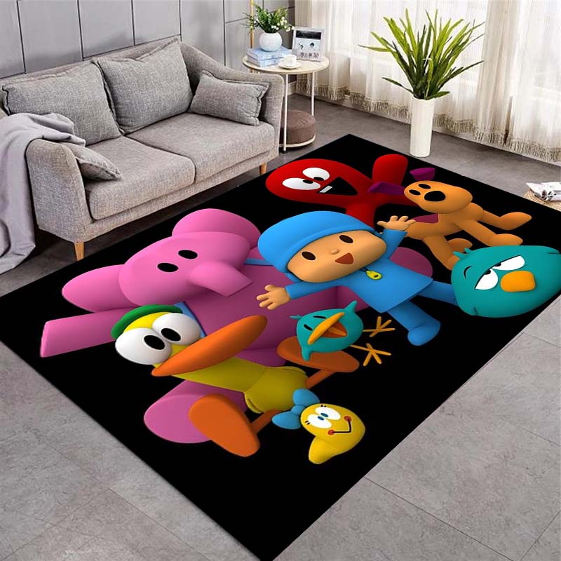 Pocoyo Cartoon Anti-slip Area Rug Light Green Letter Print Floor Mat Anime Home Decor Carpet Gift For Animation Lovers