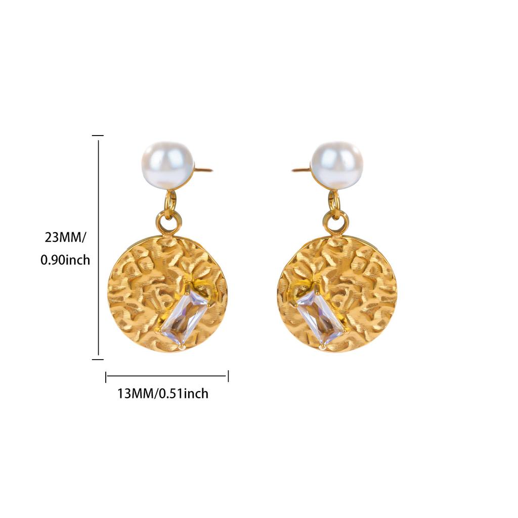 Stainless Steel Geometric Artificial Pearl Earrings 18K Gold-plated Anti Fading Earring for Women Vacation Wedding Jewelry Gifts