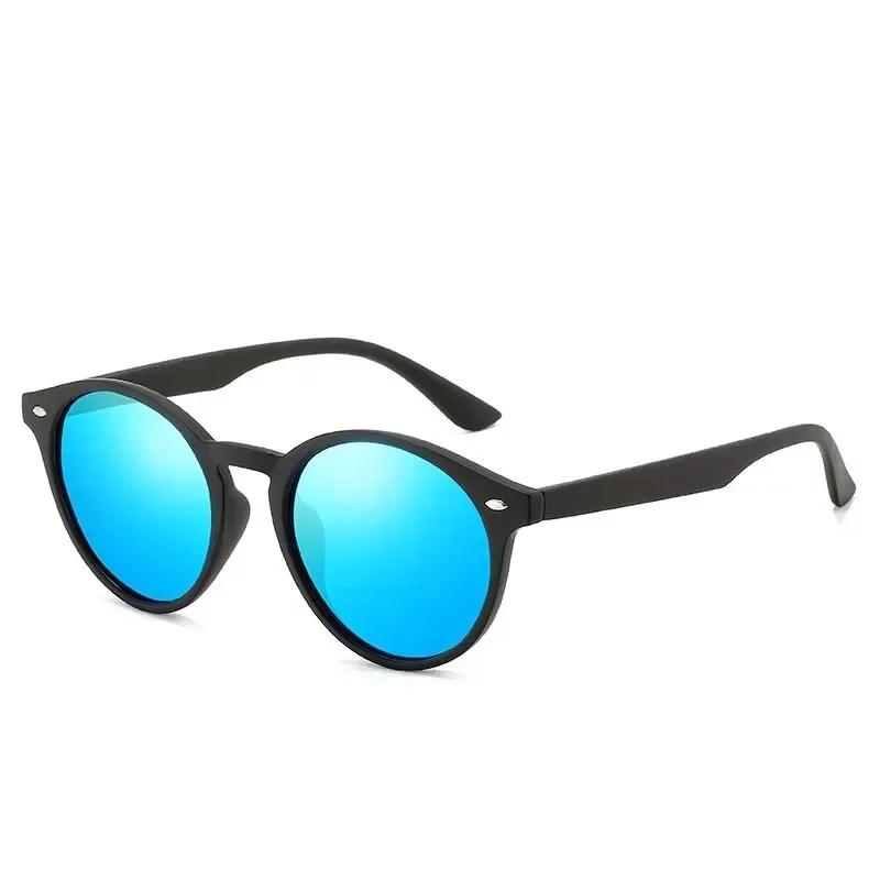 Round Polarized Sunglasses Men Women Classic Vintage Black Driving Sung Glasses Hiking Oval Designer Retro Sunglasses UV400