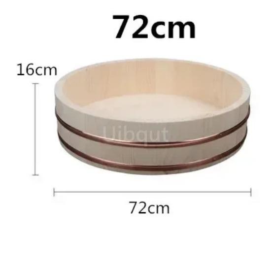 Korean Food Japanese Style Copper Edge Basin Big Bowl Bucket Cuisine Bibimbap Sashimi Sushi Wooden Barrel Mixing Rice Wood Spoon