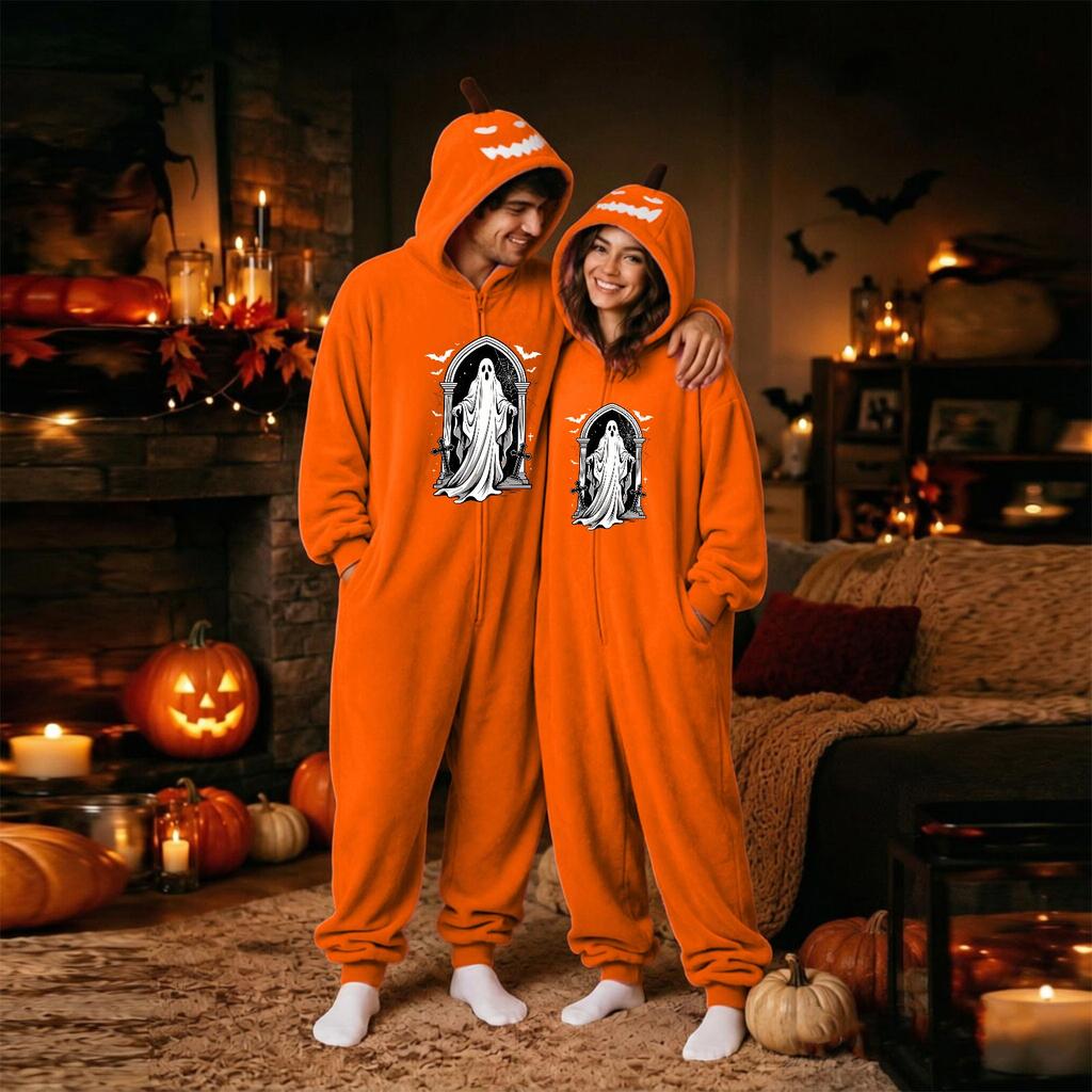 Tuta in Flanella Coordinata di Halloween per Coppie per Uomo e Donna