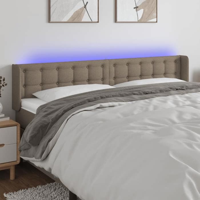 VidaXL Tête de Lit à LED Meuble de Chambre à Coucher Accessoire de Lit Double Tête de Cadre de Lit Intérieur Taupe 3123680