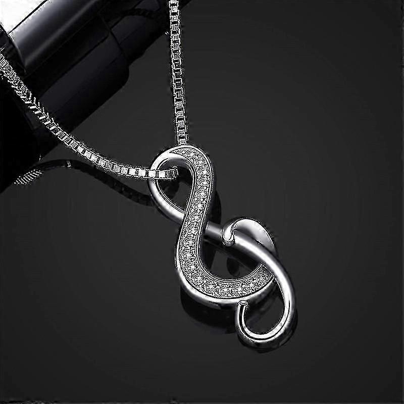 Collar Colgante de Nota Musical de Plata de Ley 925 para Mujer - 18 Pulgadas