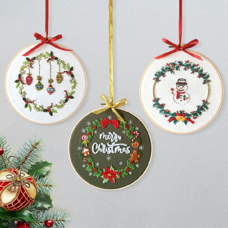 Christmas Embroidery Starter Kits Christmas Ornament Cross Stitching Set
