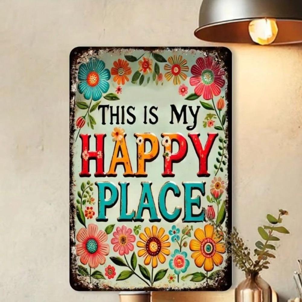 Vintage Metal Sign Flower Wall Art Decor for Living Room