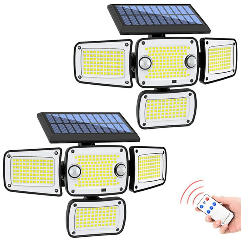

TY10312 2Pcs 4 Heads Solar Outdoor Wall Light 342 LED Motion Sensor Lamp for Garden Yard Pathway A