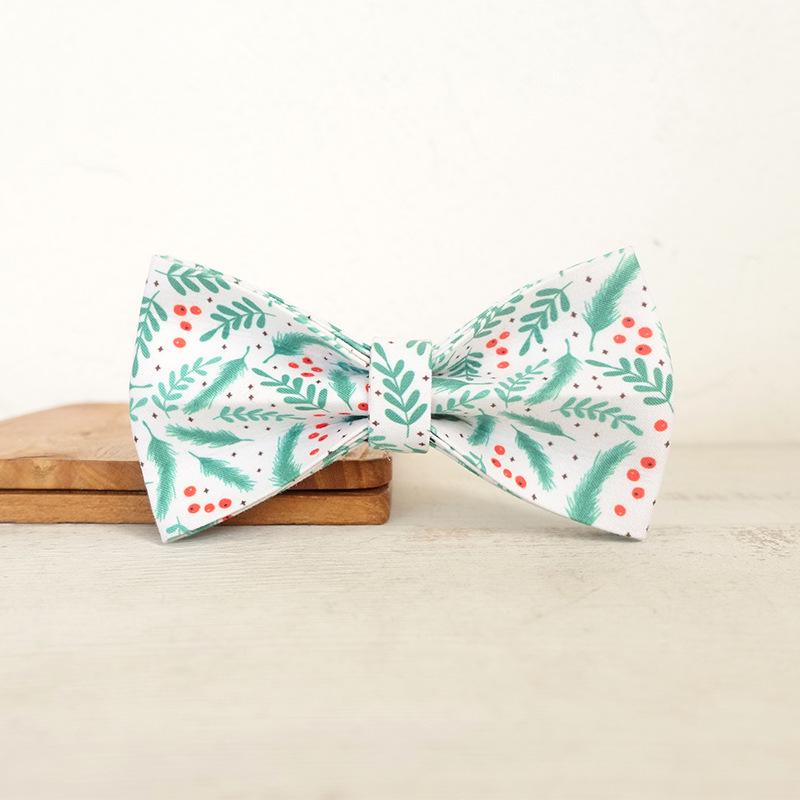 MUTTCO Christmas Dog Collar with Matching Bow Tie Accessories (UBT-096) L (11x6CM)