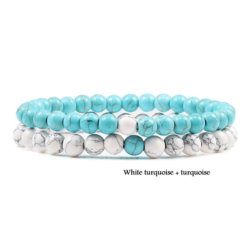 2 pieces/set of natural stone bracelet couple classic black matte blue malachite bracelet, suitable for men and women best gift