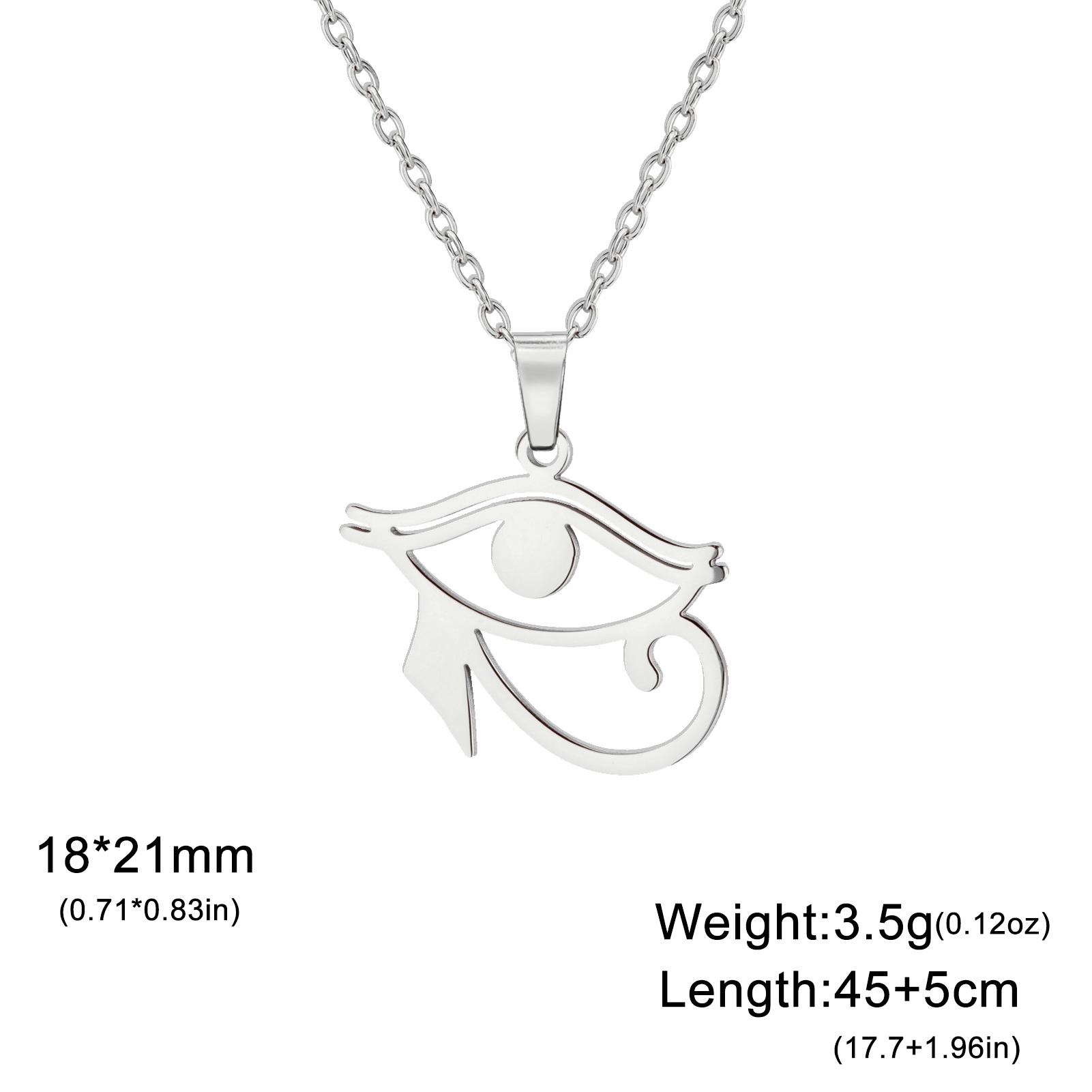 Vintage Ancient Egyptian Double Eyelid Horus Eye Necklace Stainless Steel Ancient Egyptian Pharaoh Hip Hop Fashion Jewelry 45-50cm
