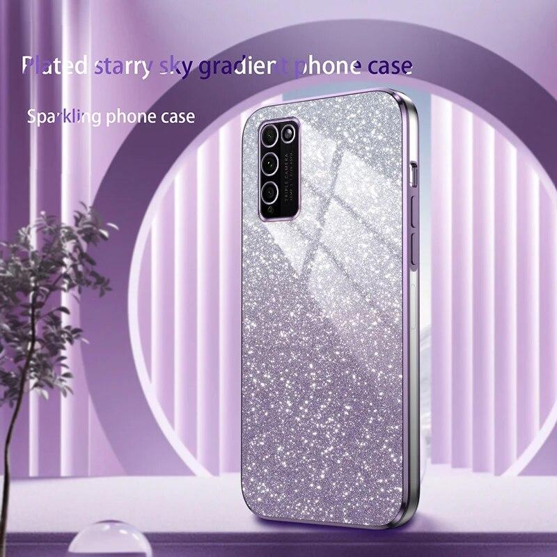 Honorx8 X6s x40 Luxury Gradient Glitter Plating Case on For Huawei Honor X8 8x 9x X30 X40 X10 X20 x50 x9a 9x pro 4G 5G Cover
