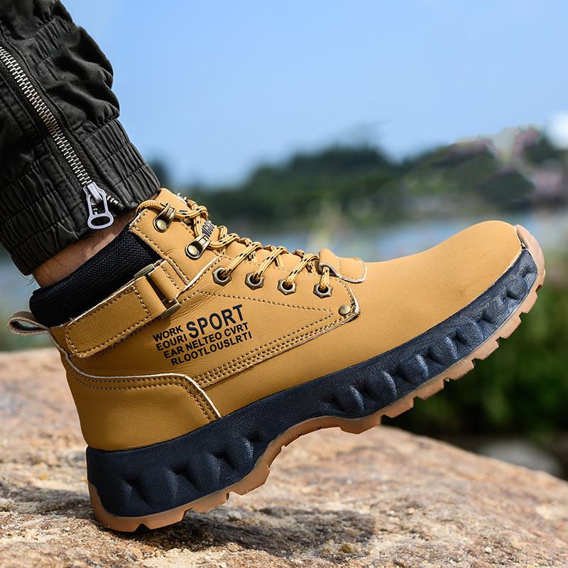 Men Fashion Steel Toe Caps Work Safety Boots Original Leather Welding Worker Shoes Tooling Security Ankle Botas Protect Footwear