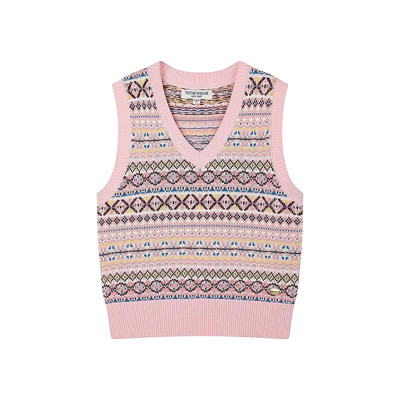 Teenie Weenie Women's Retro Fair Isle Stripe Knit Sweater Vest