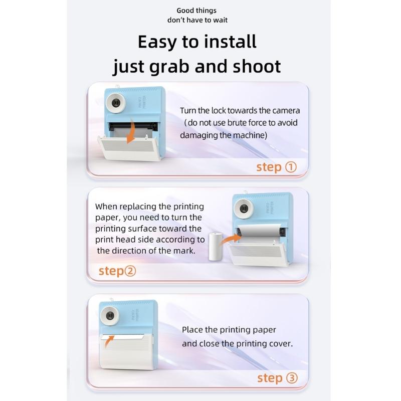 Kids Instants Print Camera Set With 3 Paper Rolls Portable, High Resolution Images, Thermals Printing