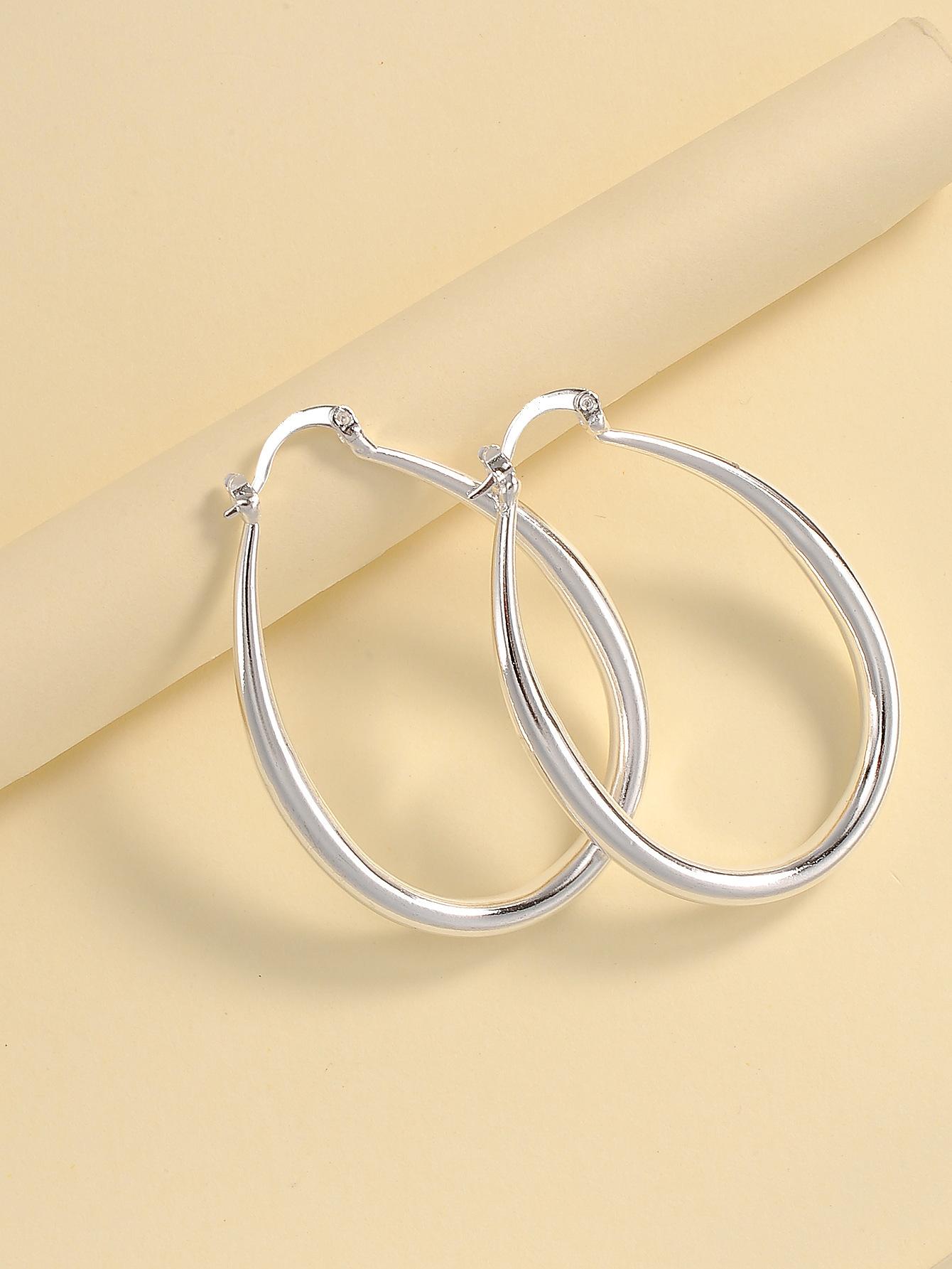 

Simple Punk Metal Spiral Texture Large Circle Earrings for Attending Banquets, Exaggerated Trendy Accessories