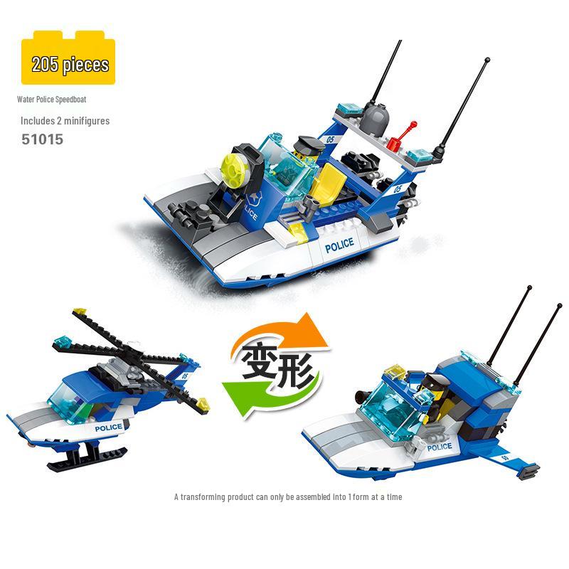 

Wange City Police Airplane Building Blocks - Parent-Child Interactive Toy