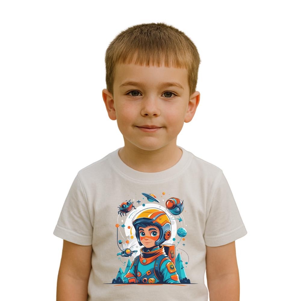 Kids Space Astronaut T-Shirt , 100% Cotton White Tee , ASTRONAUT T Shirt