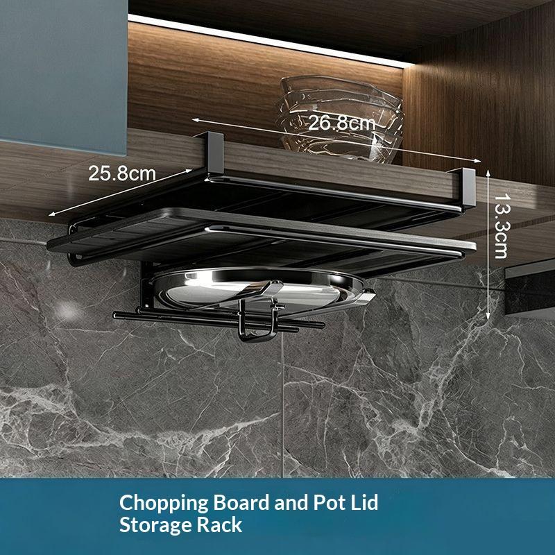 Under Cabinet Cutting Board Organizer Holder Kitchen Hanging Chopping Board Pot Lid Kitchenware Storage Rack Stainless Steel