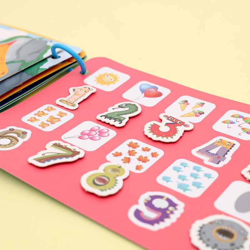 Montessori matematické hračky pro miminko DIY pasta Zaneprázdněné tiché knížky Děti První zaneprázdněná kniha Přiřazení čísel zvířat Učení Hračka