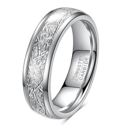 4mm 6mm Wide Frost Pattern Meteorite Wire Tungsten Steel Gold Sphere Ring