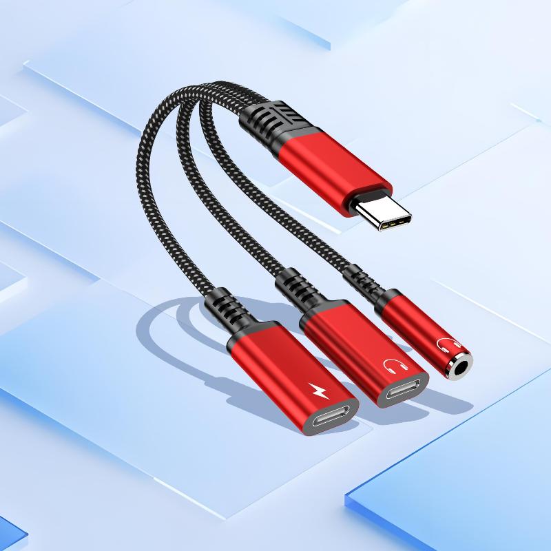 1 Piece Headphone Adapter 3 In 1 Pd 60W Fast Charge Adapter For Phone16 15 Type C To Dual Type C/3.5Mm Jack Audio Adapter Cable