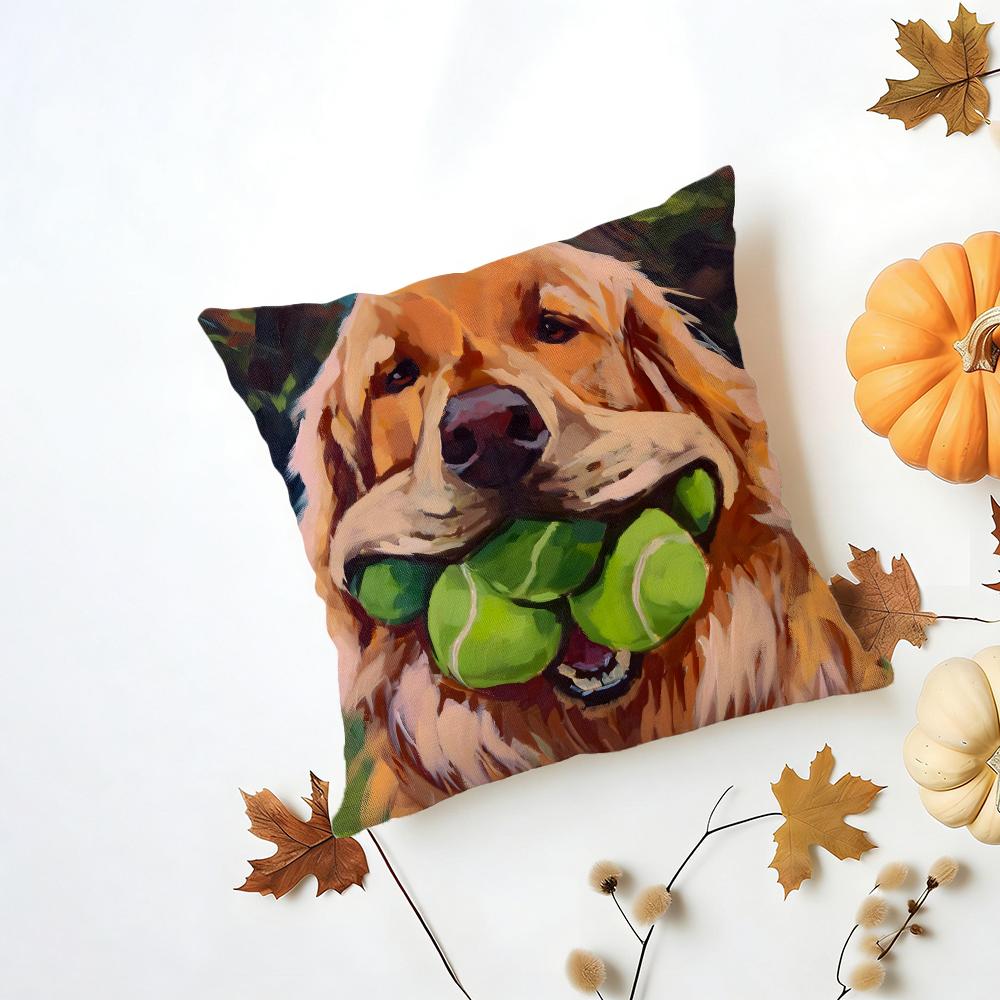 GGolden Retriever Cushion Cover Washable Linen Pillowcase Soft  for Daily Sofa Bed Home Room Decor