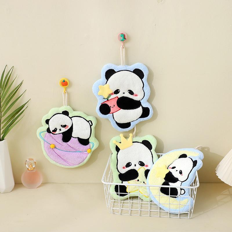 23Cm Kitchen Hand Towel Cute Cartoon Hanging Quick Drying Absorbent Children'S Household Handkerchief Coral Fleece Thick Cloth