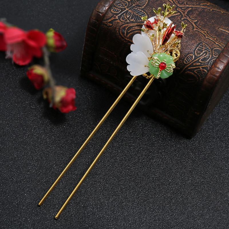 Antique Cloisonne Hairpin Hairpin Hairpin Ancient Clothing Hair Accessories Burnt Blue Phoenix Hairpin Retro Fringed Step Shake Hanfu Accessories
